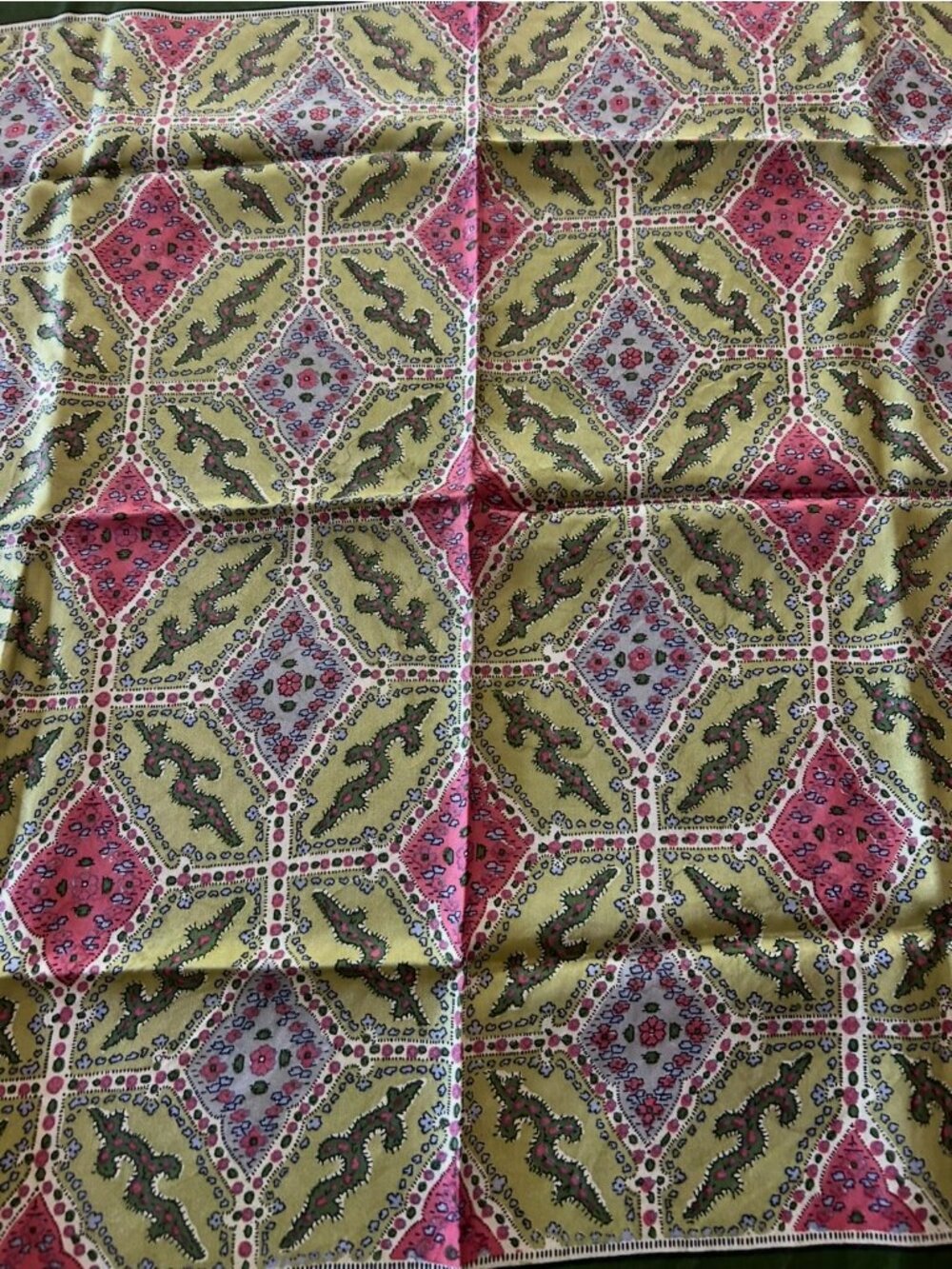 Vintage Liberty of London Green Border Silk Scarf - Picture 4 of 12